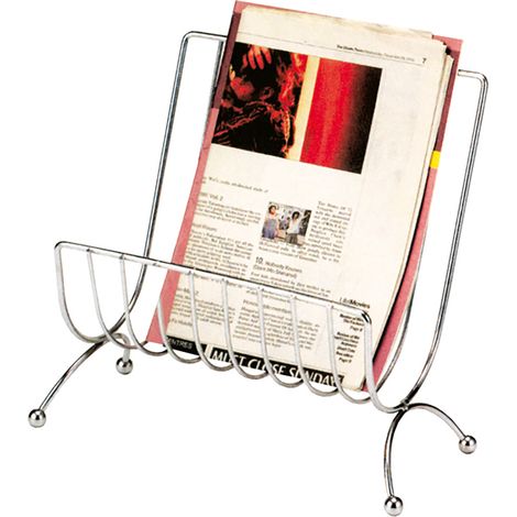 Porte-revues en métal chromé gris - Hauteur 34 x Longueur 31 x Profondeur 17 cm