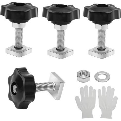 M8 x 40mm T-Slot Nuts with 1 Pair of Gloves, Stainless Steel Square Screws with Nuts, Washers for Fixing Roof Box, Roof Racks, Bike Roof Bars (1/5)