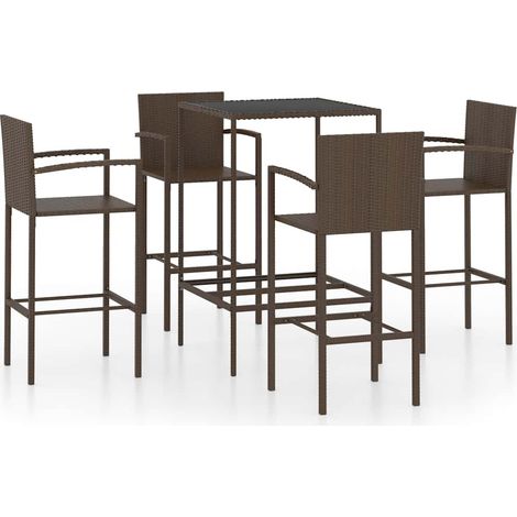 Maison Exclusive - 5-tlg. Gartenbar-Set Poly Rattan Braun (1/5)