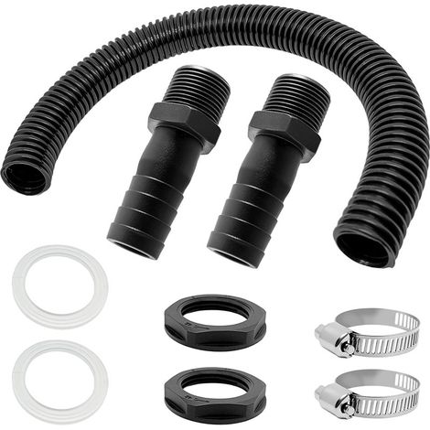 Trop Plein Cuve , 2 Pcs Trop Plein Cuve Eau 1000L , Raccord Recuperateur d Eau de Pluie , Kit de Jumelage Cuve mit Joints , Tuyau de Raccordement et 2 Embouts avec Contre-écrous pour Cuve Eau (1/5)