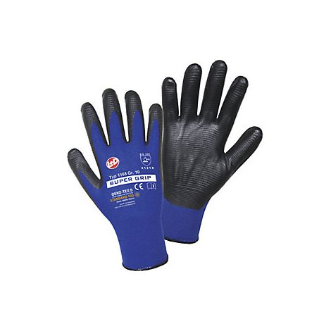 Leipold+Döhle Guanti SUPER GRIP blu / nero conf da 12 paia