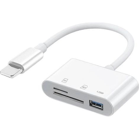 3-in-1-Kartenleser für iPhone, Apple-zu-SD/TF-Kartenadapter mit USB 2.0-A-Anschluss, kompatibel mit Digitalkameras. (1/5)