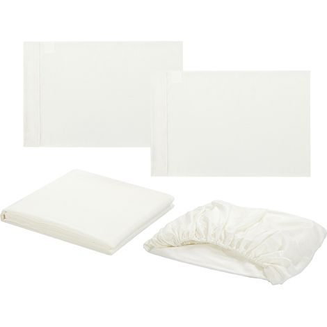 Ensemble de draps doux, couvre-lit à poches profondes, literie de haute qualité, blanc crème, taille standard, 4 pièces (1/5)
