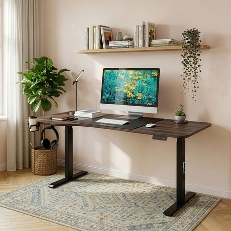 Scrivania 'Stryn' Regolabile in Altezza con Sollevamento Elettrico 160 x 60-75 Effetto Noce - pro.tec
