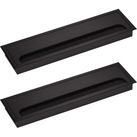 Passe-Câble pour Bureau Rectangulaire 80x 275mm Passe-Câble Presse-étoupe pour Table de Bureau Meubles de Maison CABLE Aluminium Noir Anodisé Carré 2 Pièces (1/3)