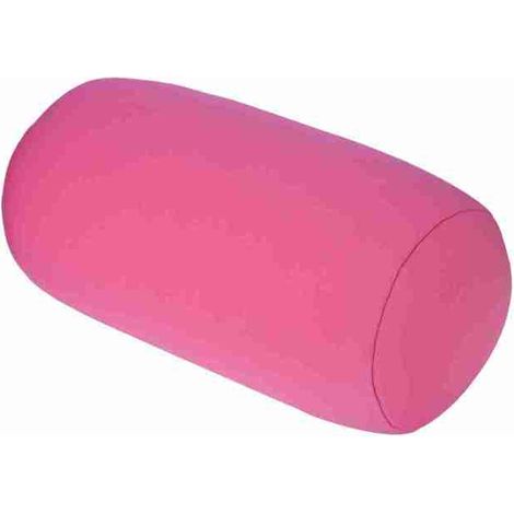 Coussin de dos en rouleau à microbilles roses, idéal pour les voyages, la maison et le sommeil. Soutien de la nuque. (1/5)