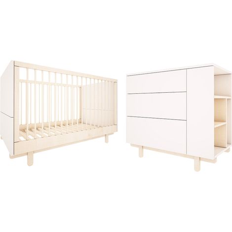 Lettino evolutivo 70x140 e Cassettiera 3 cassetti Wood Luck Romy Bianco (1/5)