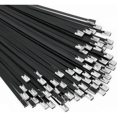 Bandes de 250 mm de long (100 bandes), revêtement en poudre noir, largeur 4,6 mm (1/5)
