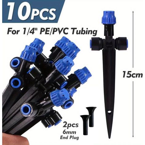 Lot de 10 goutteurs à connexion rapide pour irrigation goutte à goutte — Convient aux goutteurs à pulvérisation de 1/4 pouce (1/2)