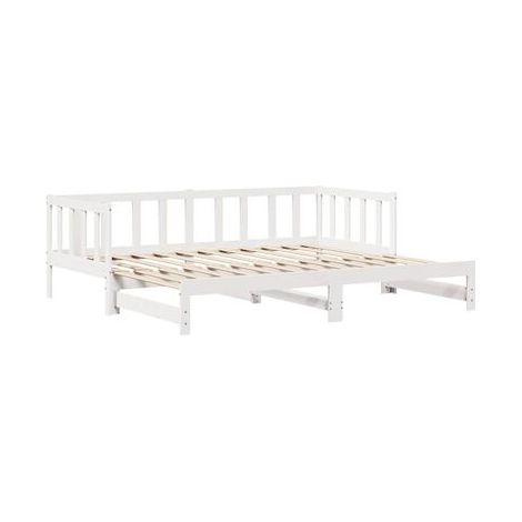 Lit avec tiroirs et méridienne avec tiroirs (matelas vendu séparément), blanc, 90 × 200 cm, rangement pratique intégré, meuble de chambre, design contemporain, montage facile (1/5)