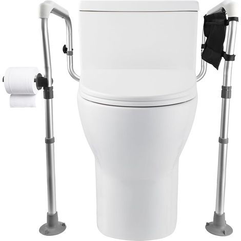 Cadre Toilette Sécurisé,Barre d'appui WC avec poignées Antidérapantes Hauteur Und Largeur Réglables,Capacité de Charge 150 kg,Rehausseur WC pour Âgés/Adulte (1/5)
