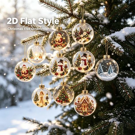 Calendrier de l'Avent vintage 2026 - 24 décorations suspendues en acrylique 2D avec motifs de Noël rétro - accessoires décoratifs pour le sapin de Noël (1/5)