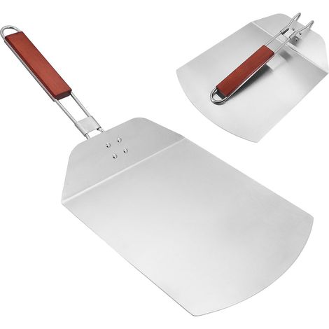 Pelle à pizza en acier inoxydable avec poignée pliante en bois, plateau en métal de 30,5 cm, pelle à pizza maison, pâte, pain (1/5)