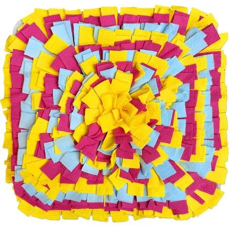 Tapis de Fouille Réutilisable et Lavable pour Chien - Favorise l'Instinct de Recherche de Nourriture - Jaune et Rose - 35 cm (1/5)