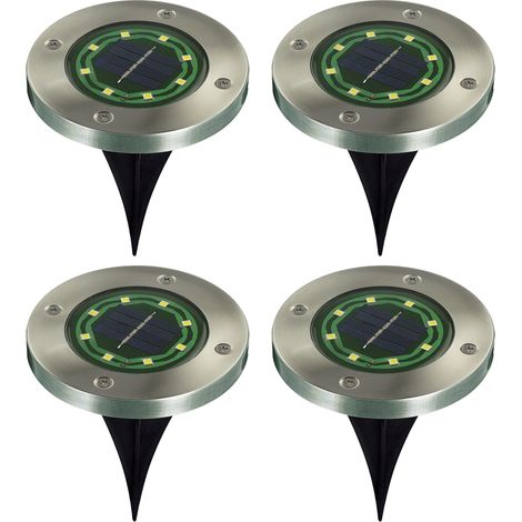 Set mit 4 Solar-Gartenleuchten mit 8 LEDs, wasserdichte Edelstahl-Bodenbeleuchtung, für Einfahrt, Weg, Treppe, Terrasse, Hof, warmweißes Licht. (1/5)