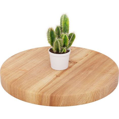 LAMO Manufaktur Plateau de table rond 40 cm en bois naturel Pour table basse ronde ou de chevet Épaisseur : 40 mm Couleur : Foncé