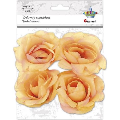 Rose in tessuto 3D, 75 mm, rose tea, 4 pezzi