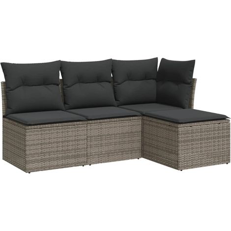 Maison Exclusive - 4-tlg. Garten-Sofagarnitur mit Kissen Grau Pol
