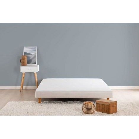 Sommier tapissier DEKO DREAM 140 x 190 cm Blanc - Pin massif, 12 lattes (1/3)
