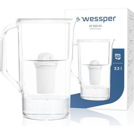 Carafe eau filtrante, 3,3 litres, avec Compteur LED et Filtre Classique, compatible avec les filtres Classic, BPA FREE - Blanc (1/5)