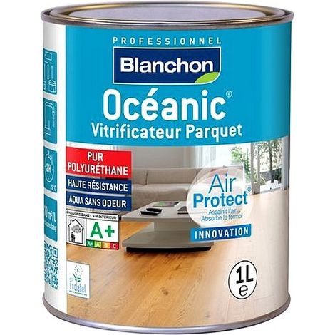 Blanchon – Vitrificateur parquet professionnel – Aqua-Polyuréthane haute résistance 1L – Finition brillante pour bois dur – Rendement 10 m²/L (1/2)