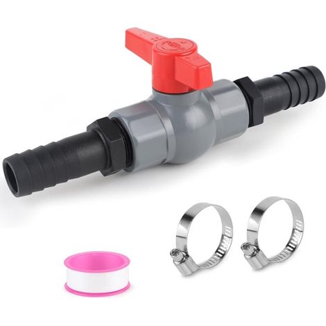 Vanne à Bille Avec Raccord De Tuyau PVC Vanne D'ArrêT Pool Vanne à Bille Vanne à Bille Pour Tuyaux Incl. 1 Vanne D'ArrêT Filetage IntéRieur 1"(32mm), 2 Douilles De Tuyau 25mm