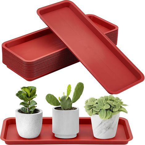 16 Soucoupe Rectangulaire en Plastique，Soucoupe Pot Fleur (1/5)