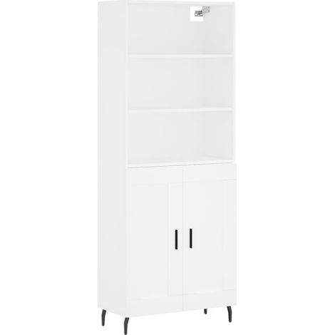 Aparador cómoda mueble de almacenaje organizador cocina salón salón alto 695 x 34 x 180 cm madera de ingeniería blanco 020032684