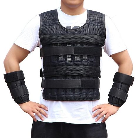 Gilet lesté de 20 kg, poids ajustable, gilet d'entraînement de boxe (plaque d'acier non incluse) (1/5)