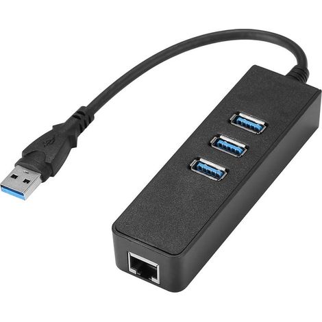 3-Port USB 3.0 Hub to Gigabit Ethernet RJ45 Adapter 10/100/1000 Mbps USB Ethernet Adapter for MacBook, Surface Pro, Chromebook (1/5)