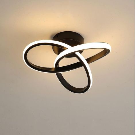 Plafonnier LED Moderne 22W 2500LM, Lustre Noire pour Chambre Salon Couloir, Diamètre 26cm, Lumière 3000K Blanche Chaude (1/5)