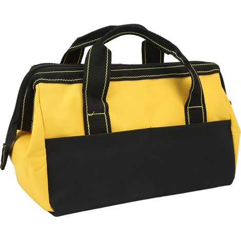 Sac de rangement pour outils de 33 cm (13 pouces) en tissu Oxford, multifonctionnel, imperméable, à large ouverture, pour la maison et l'atelier, jaune (1/5)