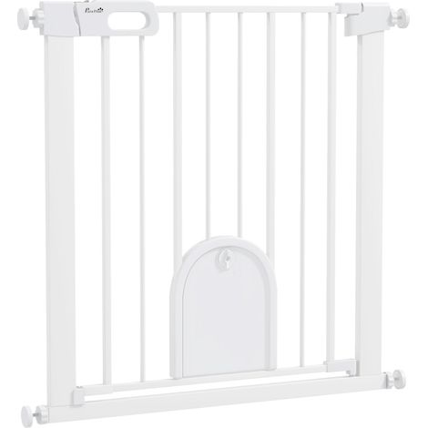 CHICFURN Barrera de seguridad para mascotas ajustable 75-82 cm blanca de metal y ABS (1/5)