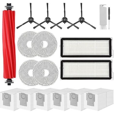 Accessoires pour Roborock Qrevo Pro,Qrevo S, Qrevo MaxV,Qrevo Plus 1 Brosse Principale,2 Filtres,6 Sacs à Poussière,4 Linget (1/4)