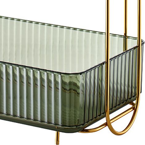 Étagère de rangement pour produits cosmétiques de salle de bain, boîte de rangement, étagère de coiffeuse double niveau pour bureau, étagère de rangement et d'organisation pour chambre à coucher, vert (1/5)