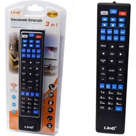 Linq - Telecomando Universale 3 In 1 Urc-8907 Tv Lcd Led Dvd Sat Dvd+vcr Audio +amp+aux -