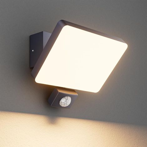 24W Luminaire exterieur avec detecteur de mouvement, Lumière extérieure angle d'éclairage réglable, 3000K lumière chaude Applique, IP65 Applique Murale(Anthracite) (1/5)