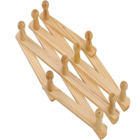 en Bois Expansible Porte Manteau, Support Mural Accordéon Bois Crochet pour Suspendu Chapeaux, Capuchons, Tasses, Manteaux, Sacs, Tasses Café, Super pour D'Entrée Couloir Salle à Manger (1/5)