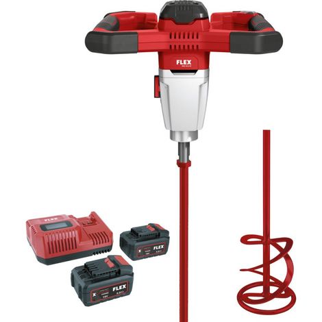 Flex Akku 2-Gang-Rührer MXE 18.0-EC/5.0 Set + HP2 120 mit 3-Stufen Drehzahlschalter 18,0 V