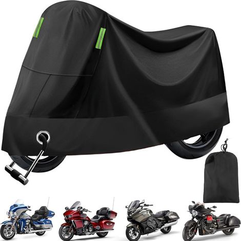 Motorrad Abdeckplane XXL wasserdicht 210D Oxford UV-Schutz Diebstahlschutz Schwarz (1/5)