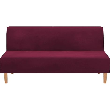 Housse De Canapé Convertible Sans Accoudoirs, En Velours Extensible, Épaisse, Douce, Confortable, Pour Canapé-Lit, Canapé Lit Pliable (Velours Épais Rouge Vin) (1/5)