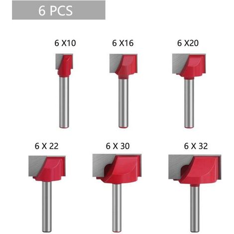 Fraises à bois CNC (6 pièces), outil de coupe pour machine Walfront, tige inférieure, diamètre 6 mm