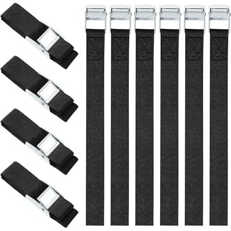 Lot de 10 Sangle d'Arrimage,25mm x 50cm Sangle de Serrage,Sangle Porte Velo avec Boucle de Fermeture,Selon DIN en 12195-2,Convient pour Regrouper des Fourgonnettes, des Motos et des Camions(50CM) (1/5)