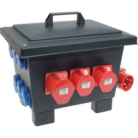 FP – Coffret électrique provisoire 3xCEE 400V 16A – 3 prises 230V avec terre – Boîtier en plastique résistant aux chocs – Pour chantiers humides