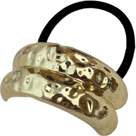 Bandeau pour femme avec décoration géométrique en métal, élastique à cheveux très résistant, coiffure polyvalente.-A-Gold (1/5)