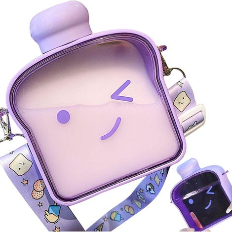 Gourde plate et mignonne, 380 ml, en forme de toast, design adorable et unique, idéale pour les étudiants. (1/5)
