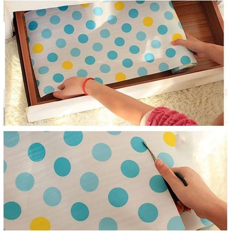 Lot de 5 Rouleaux de Protection pour Tiroirs et Étagères de Cuisine, Tapis Antidérapant Imperméable à Motif Pois, Doublure Découpable pour Placard et Garde-Manger (1/5)