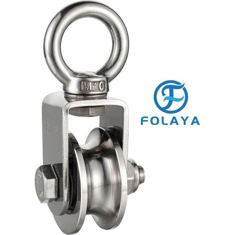 FOLAYA Poulie de poulie pour cordes en acier inoxydable 304, charge maximale 500kg (1/4)