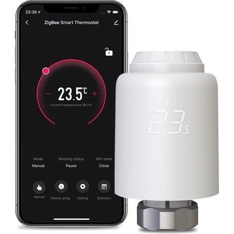 Radiateur Thermostat Intelligent, ZigBee Compatible avec Assistant, nécessite Hub (1/5)