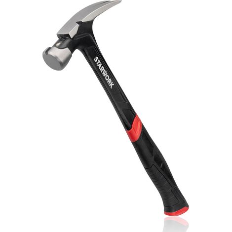 Marteau de clouage avec poignée confortable, tête en acier et manche en acier, anti-vibration, griffe de déchirure de 567g (1/5)